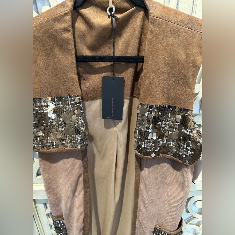 Save The Queen Camel and Sequin Tie Vest - Picture 7 of 10